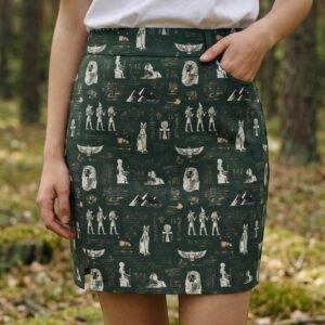 Desert Whiskers | Egyptian Cat Print Rayon Skirt for Women